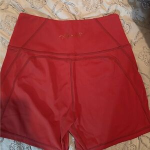 Alphalete High-Waist Athletic Shorts in Red